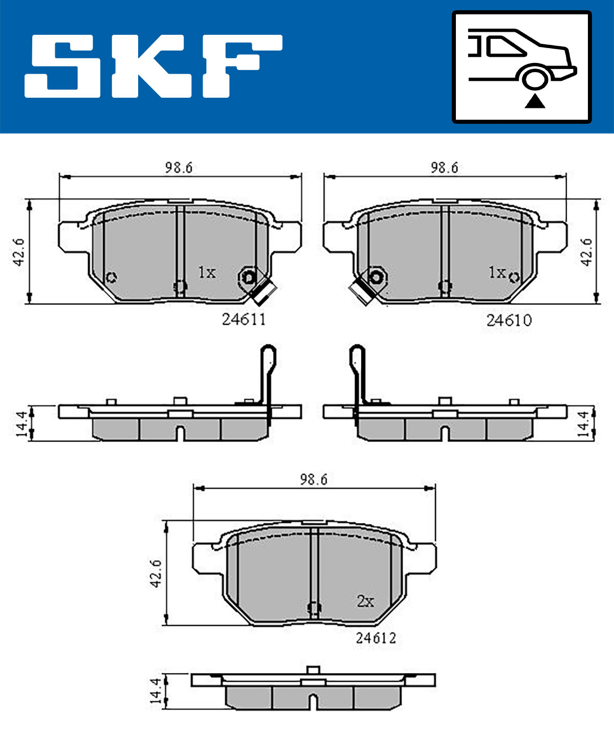 Set placute frana,frana disc VKBP 90282 A SKF